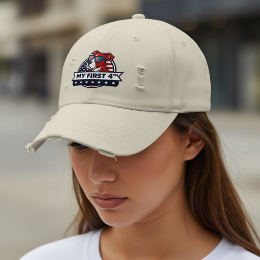 My First 4th Embroidered Distressed Baseball Cap product type