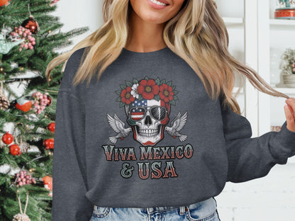 Viva Mexico and USA Skull Graphic Sweatshirt product