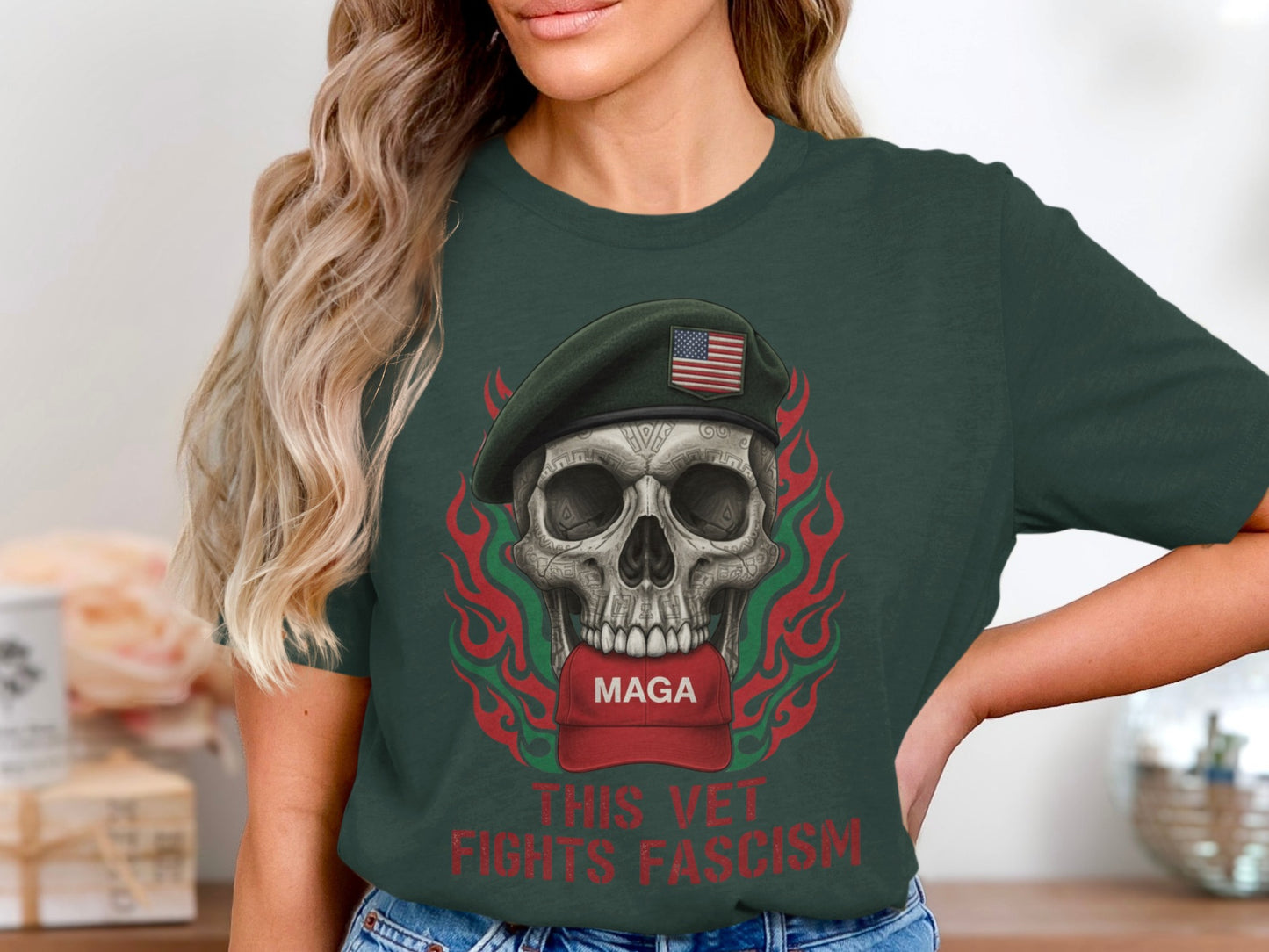 This Vet Fights Fascism Graphic T-Shirt