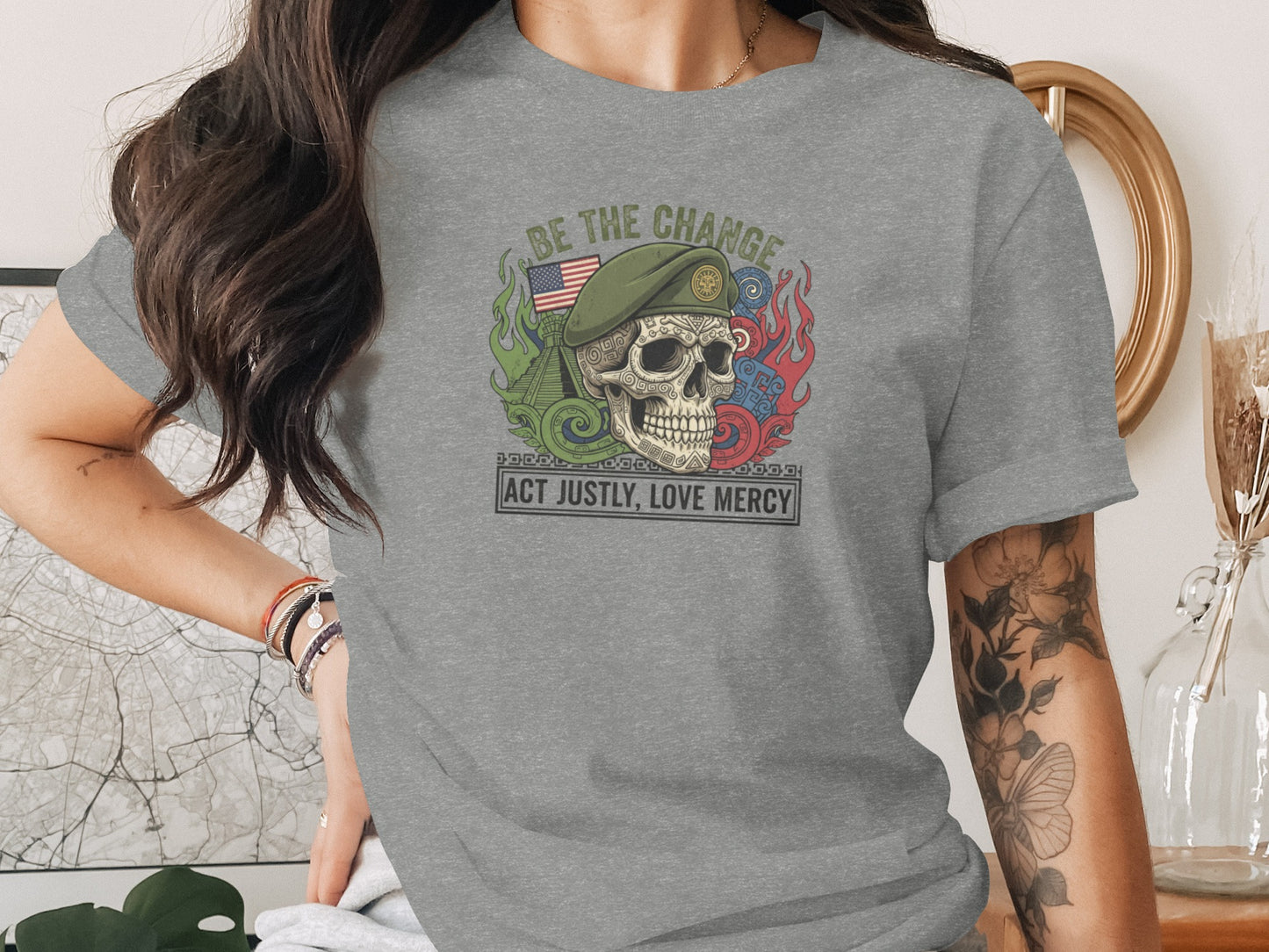 Be The Change Skull Act Justly Love Mercy T-shirt