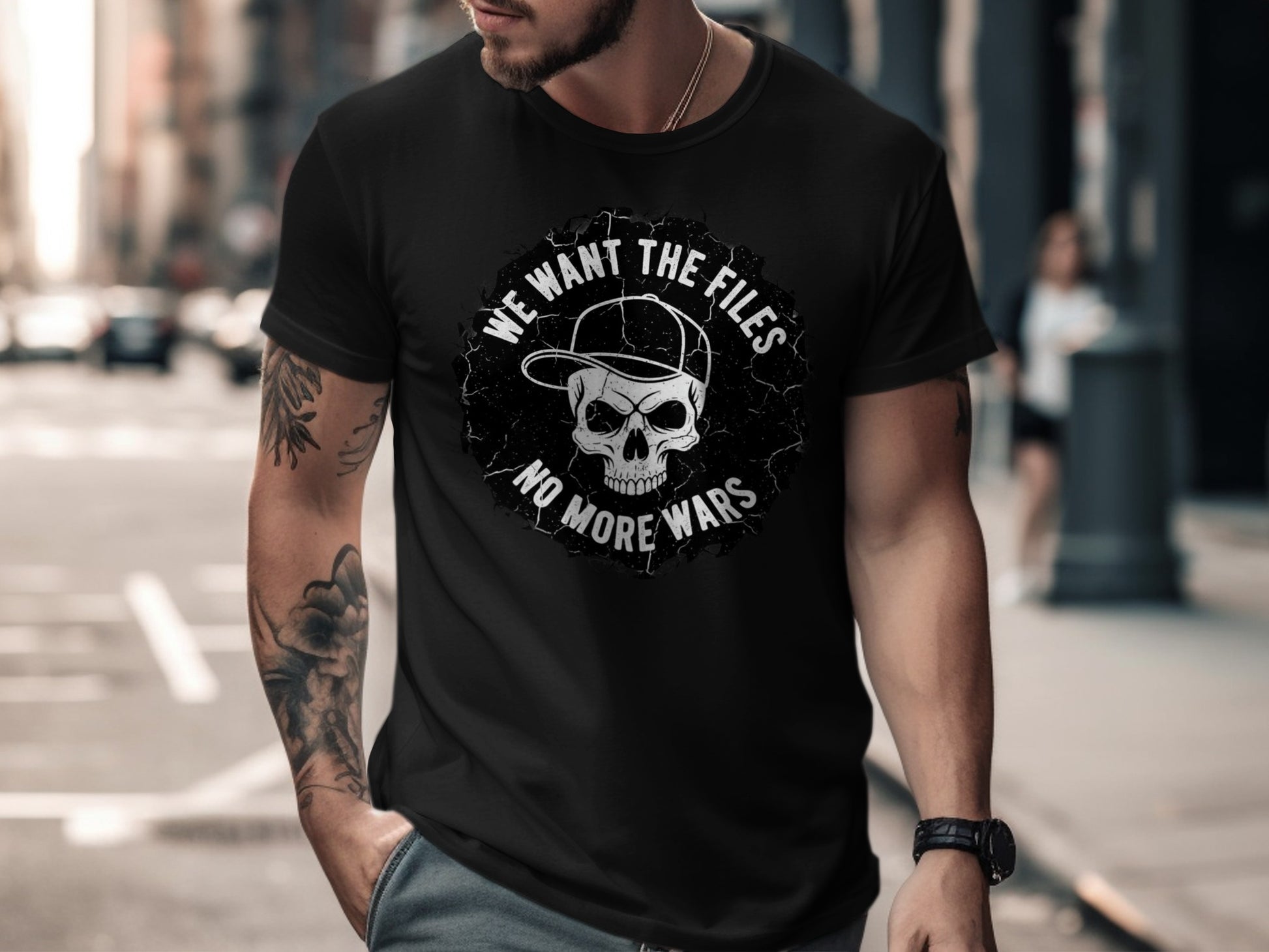 We Want The Files No More Wars Skull T-shirt