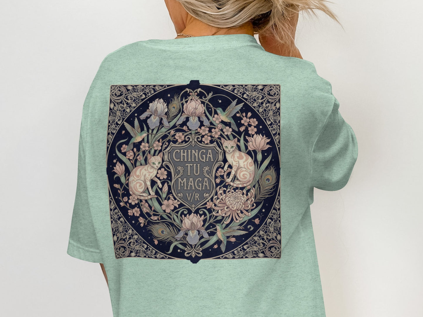 Floral Shield Design Graphic T-Shirt