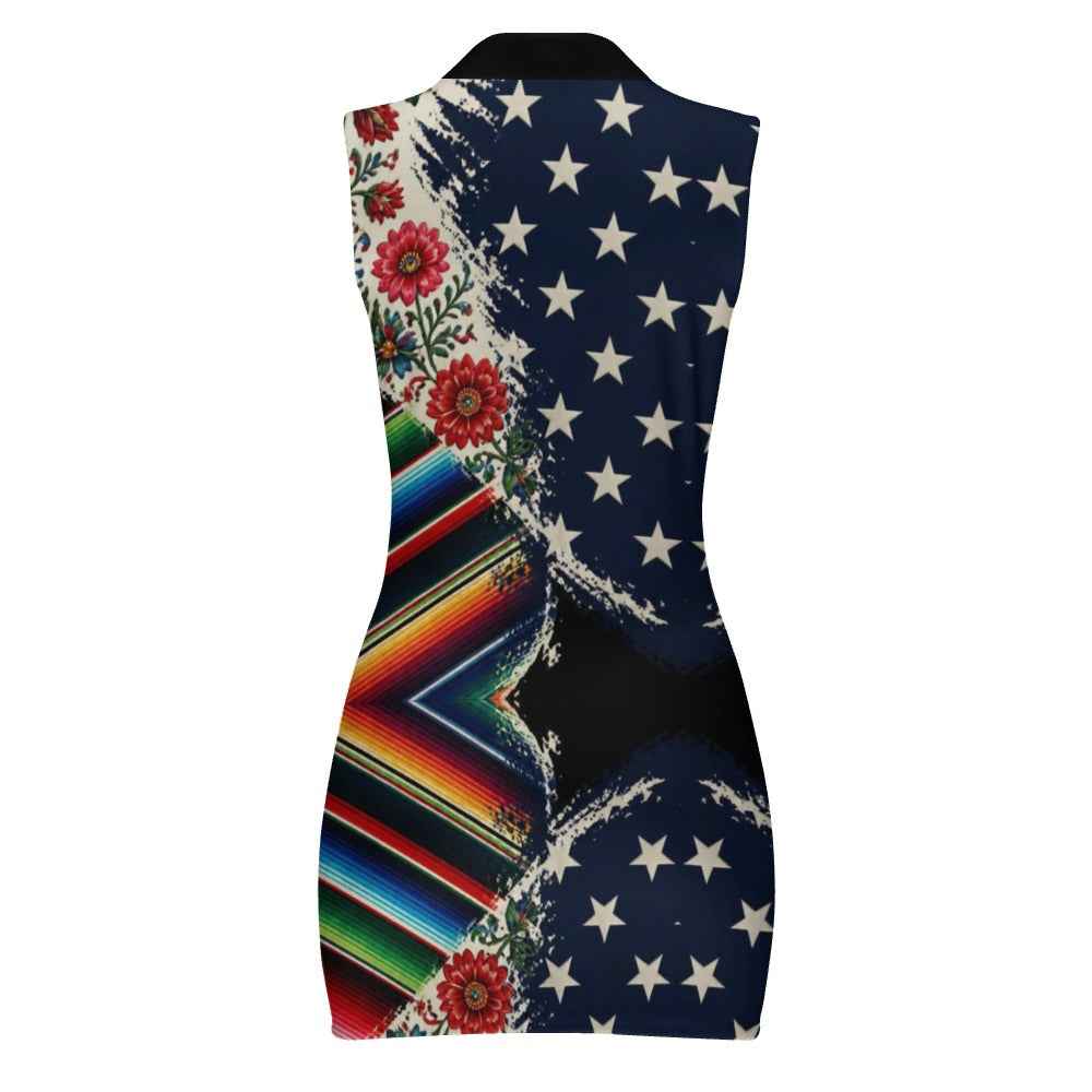 Two Flags, One Heart  USA/Mexico Rose Dress" · "Mi Cultura Dress — USA  México Sleeveless Bodycon