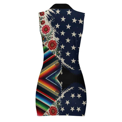 Two Flags, One Heart  USA/Mexico Rose Dress" · "Mi Cultura Dress — USA  México Sleeveless Bodycon