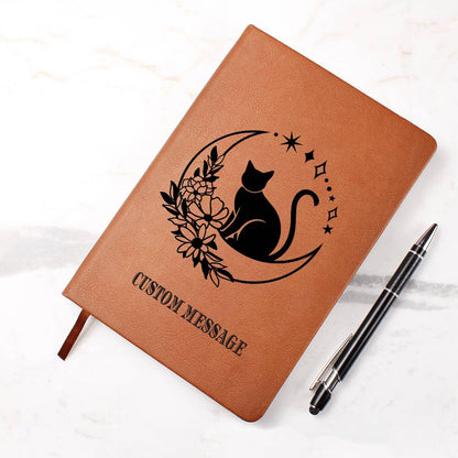 Cat Fan Lover Gift Journal Gift Unique Graphic Vegan Leather Journal - Personalized Gift