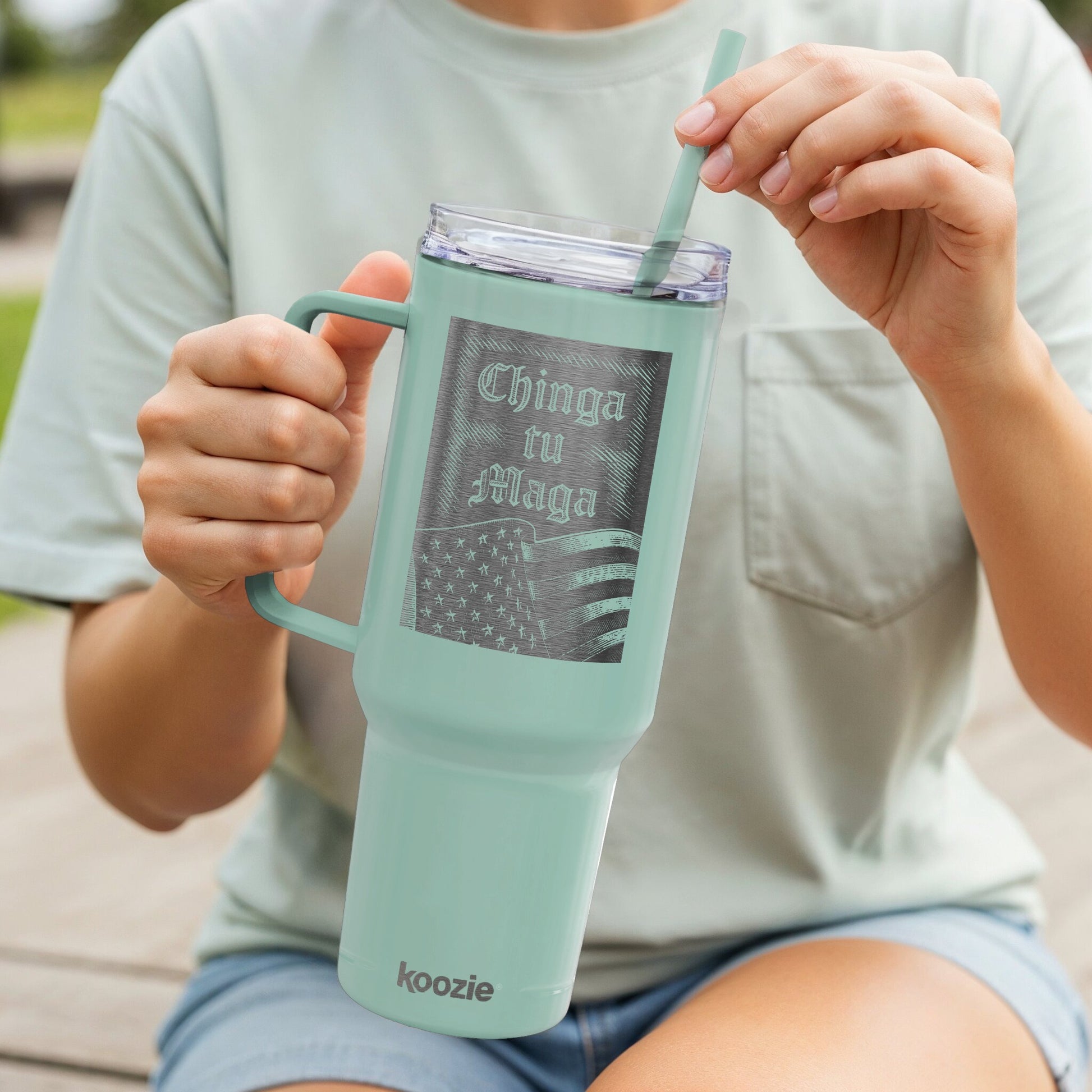 Chinga tu Maga Koozie Tumbler with Straw product