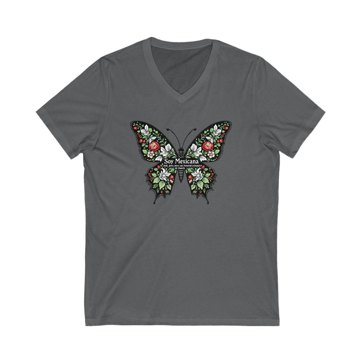 Soy Mexicana Butterfly Design V-Neck T-Shirt product