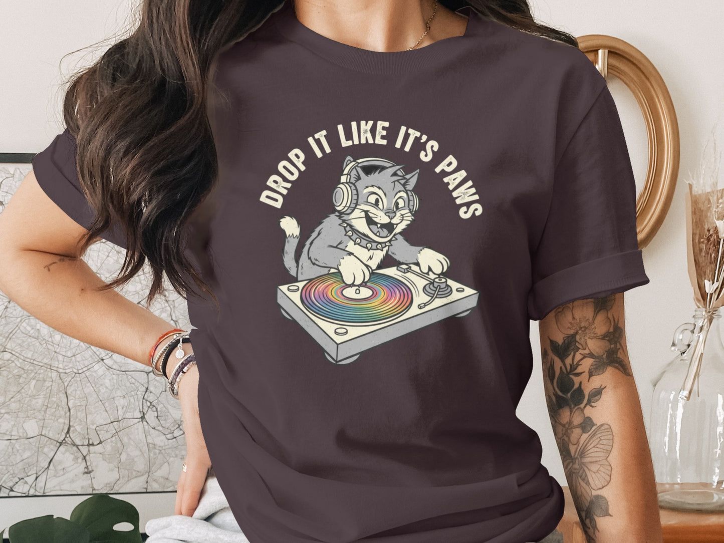 Drop It Like It's Paws DJ Cat Graphic T-shirt product type