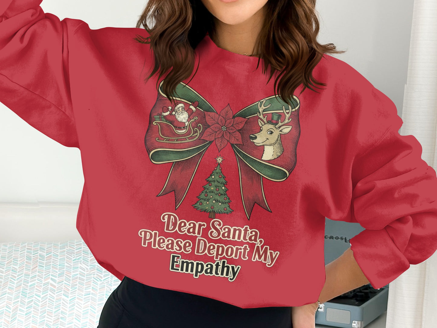 Festive Santa and Reindeer Graphic Sweatshirt