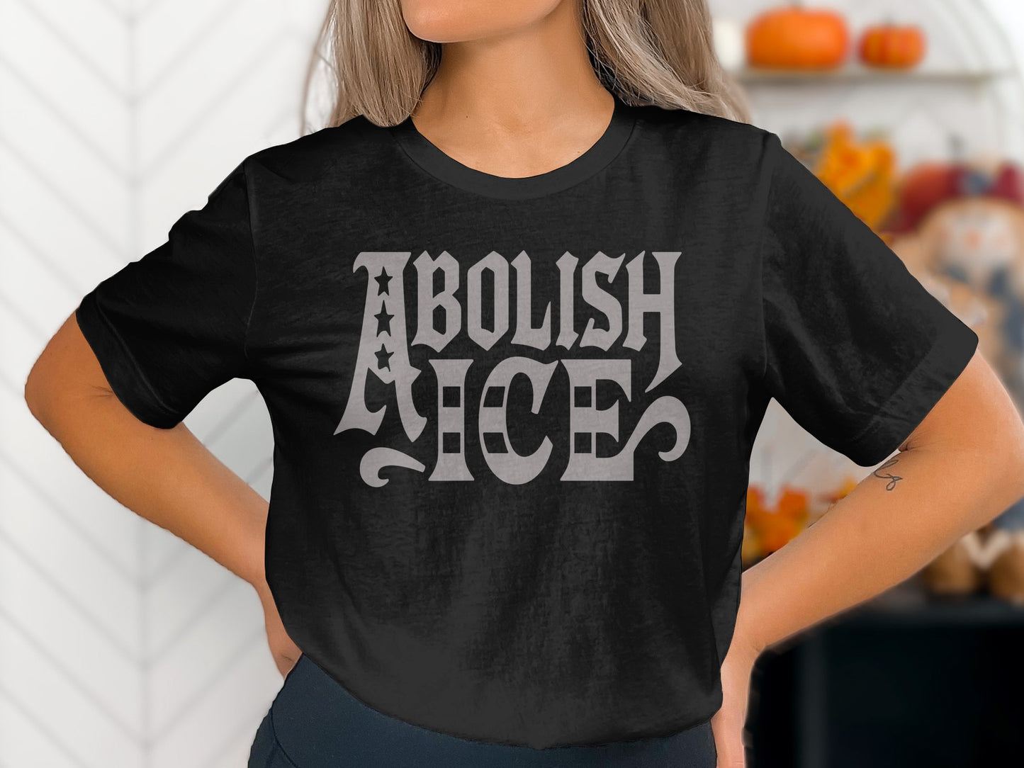 Abolish ICE statement shirt with bold graphic design