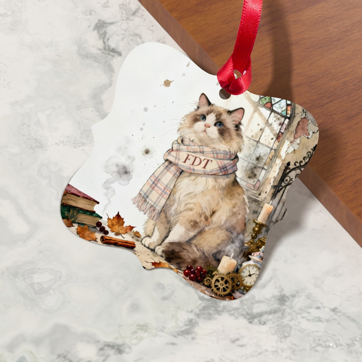 Vintage Cat Art Christmas Tree Ornament Holiday Decor