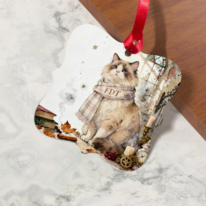 Vintage Cat Art Christmas Tree Ornament Holiday Decor
