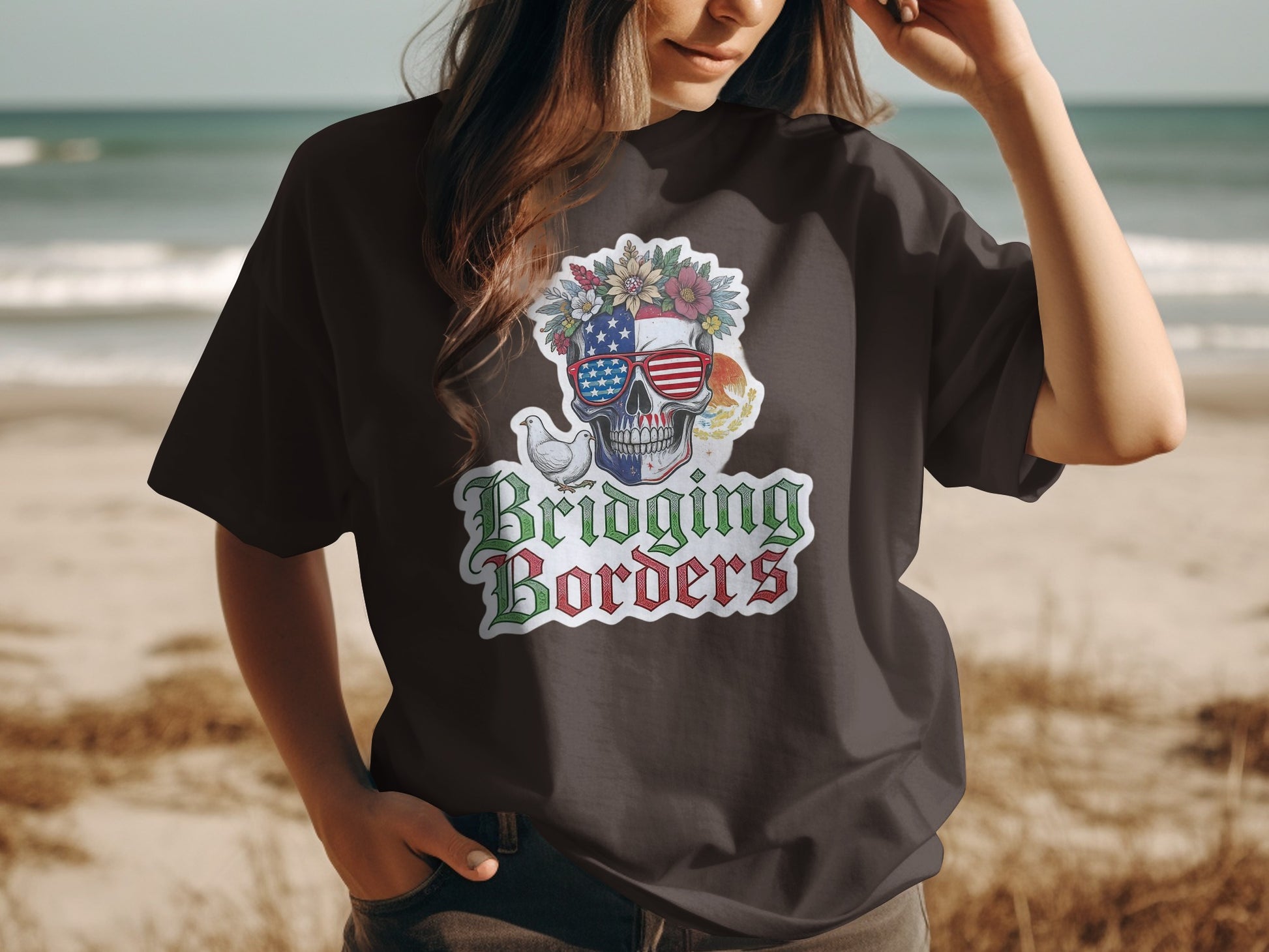 Bridging Borders Skull Graphic Design T-shirt product type