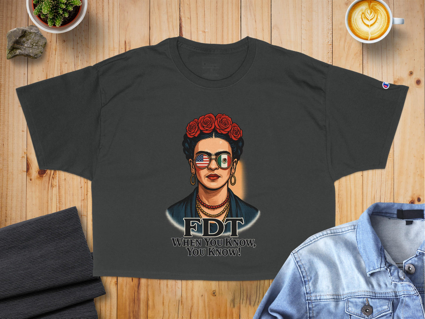 Frida Graphic Cropped Tee Shirt Fashion Product