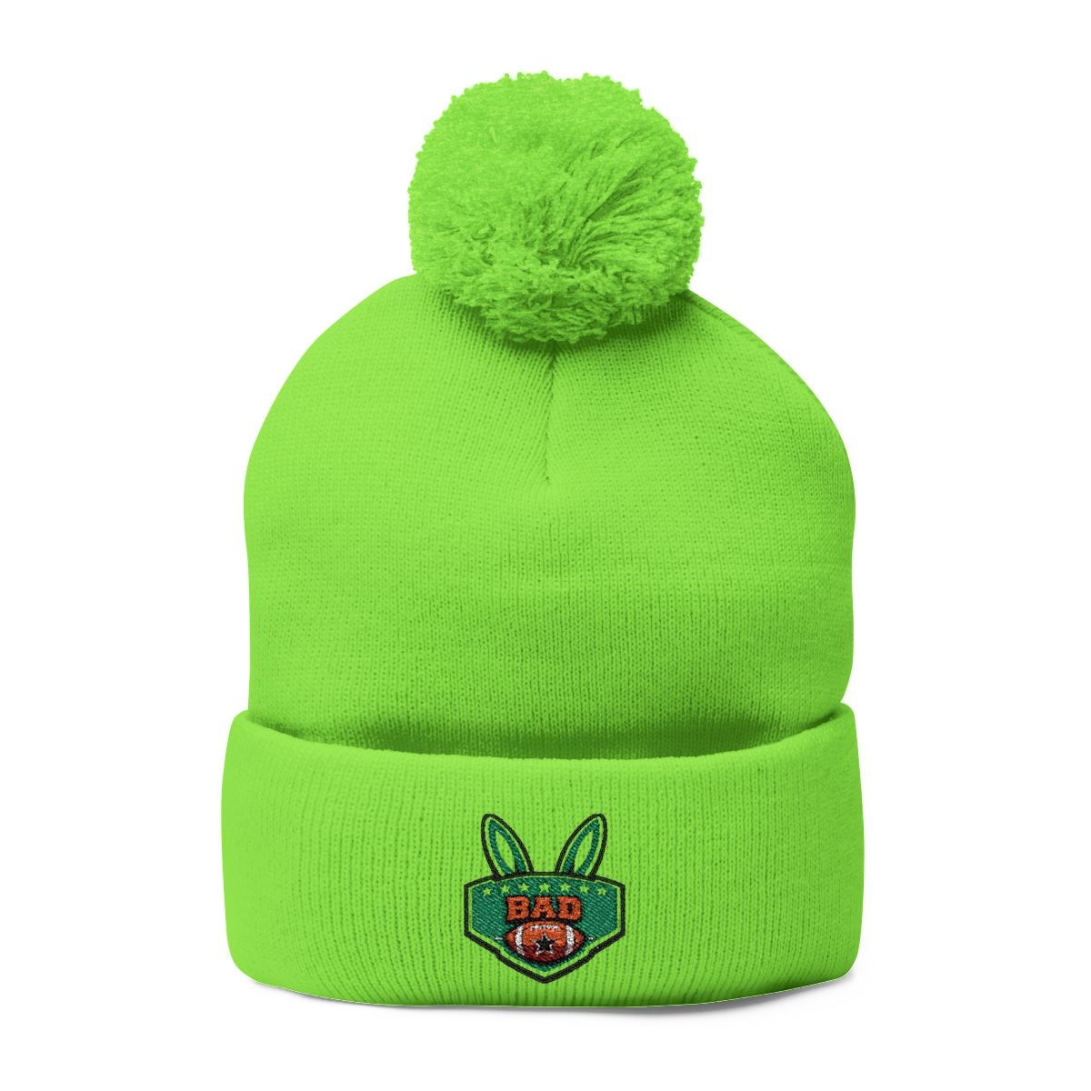 Bright Green Beanie Bad Bunny Logo Winter Hat