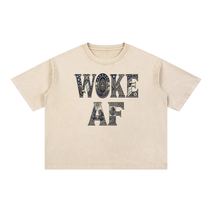 Woke AF with subtle fdt Mineral Wash Boxy Cotton T-Shirt