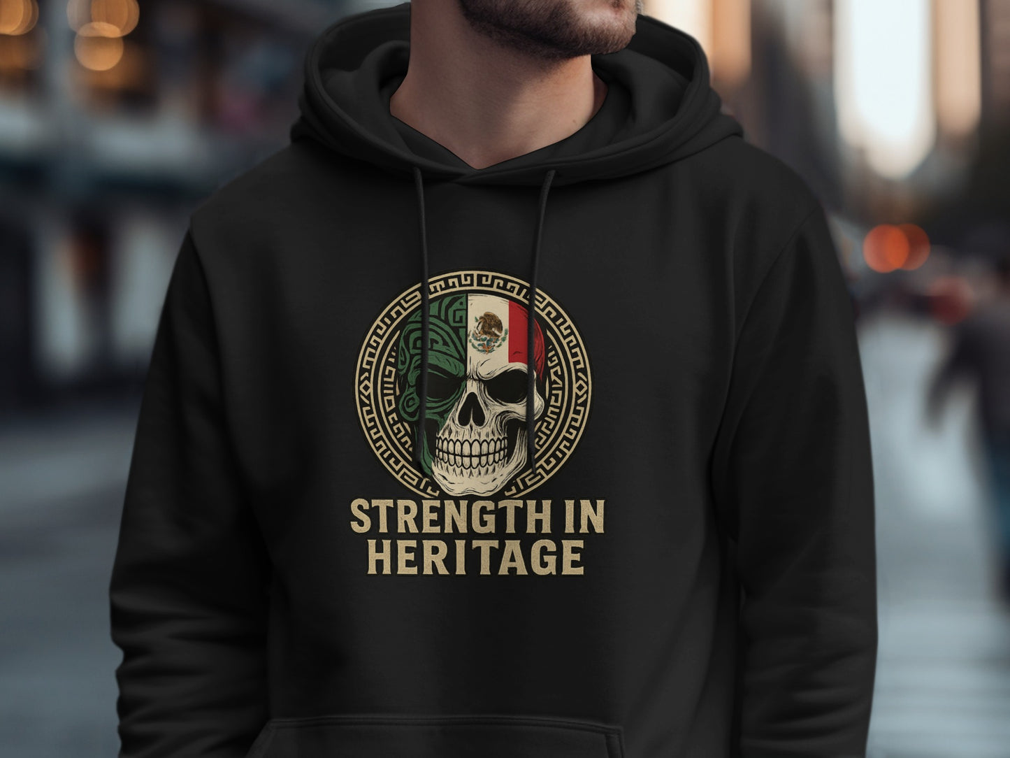 Strength in Heritage Skull Design Hoodie