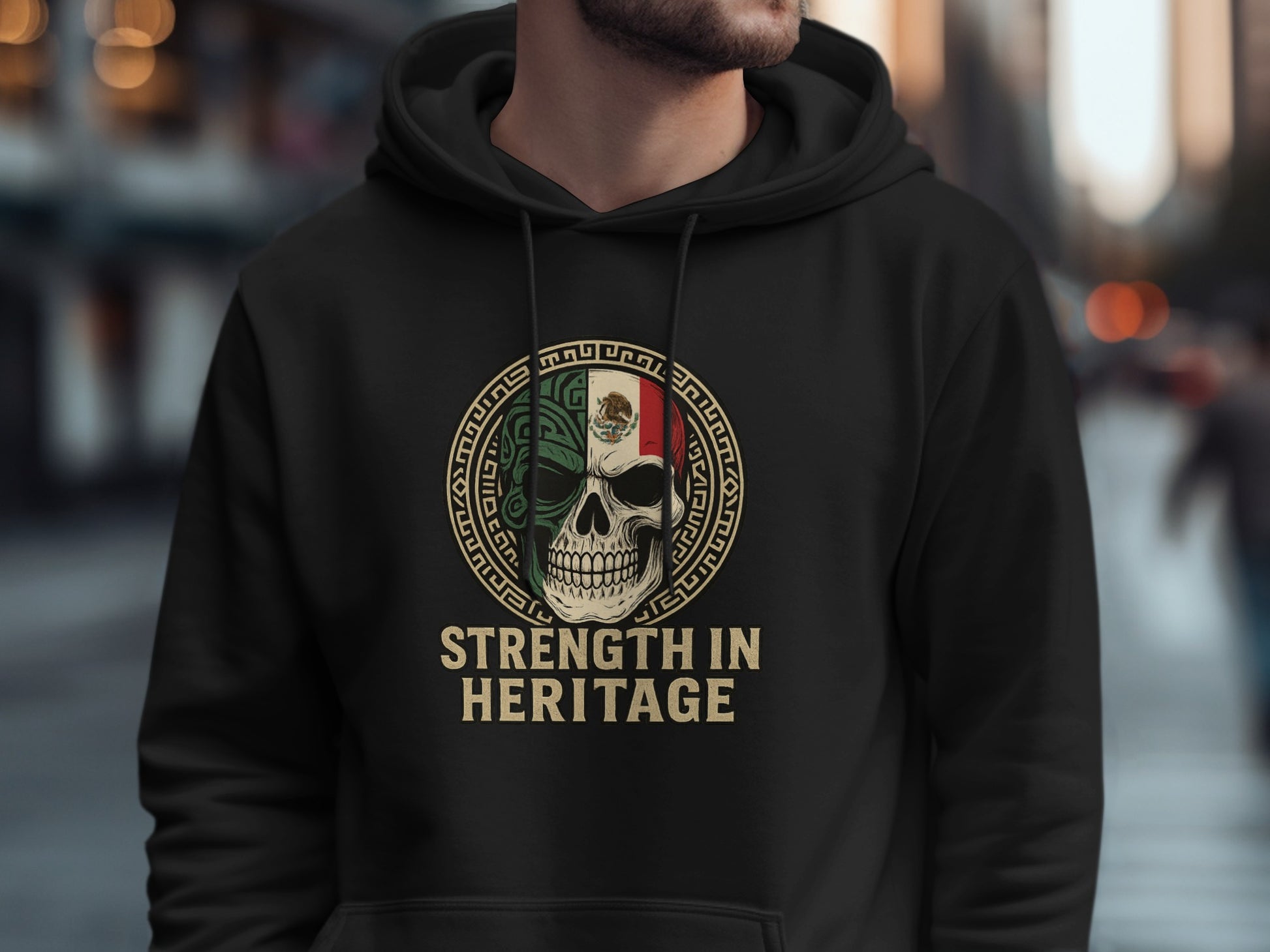 Strength in Heritage Skull Design Hoodie