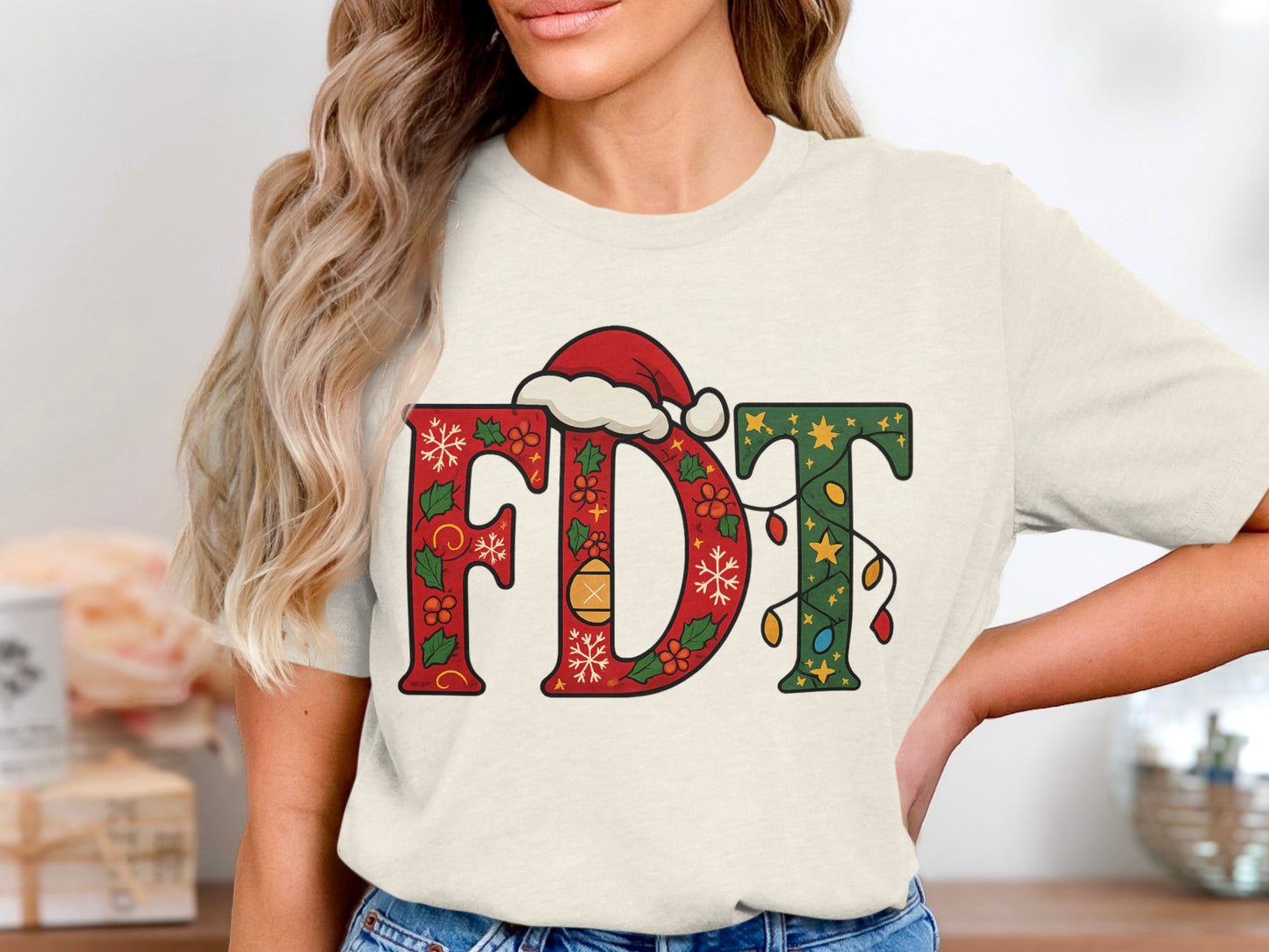 Festive Christmas FDT Letters Graphic Tee