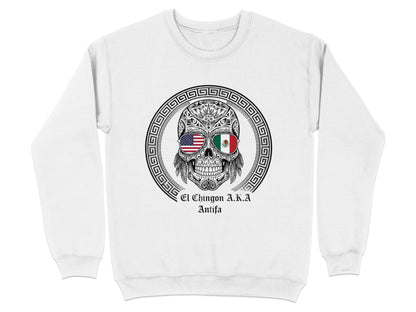 Skull with USA and Mexico Flags Sunglasses Sweatshirt