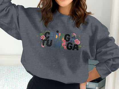Chingon Chingona Floral Design Sweatshirt product type