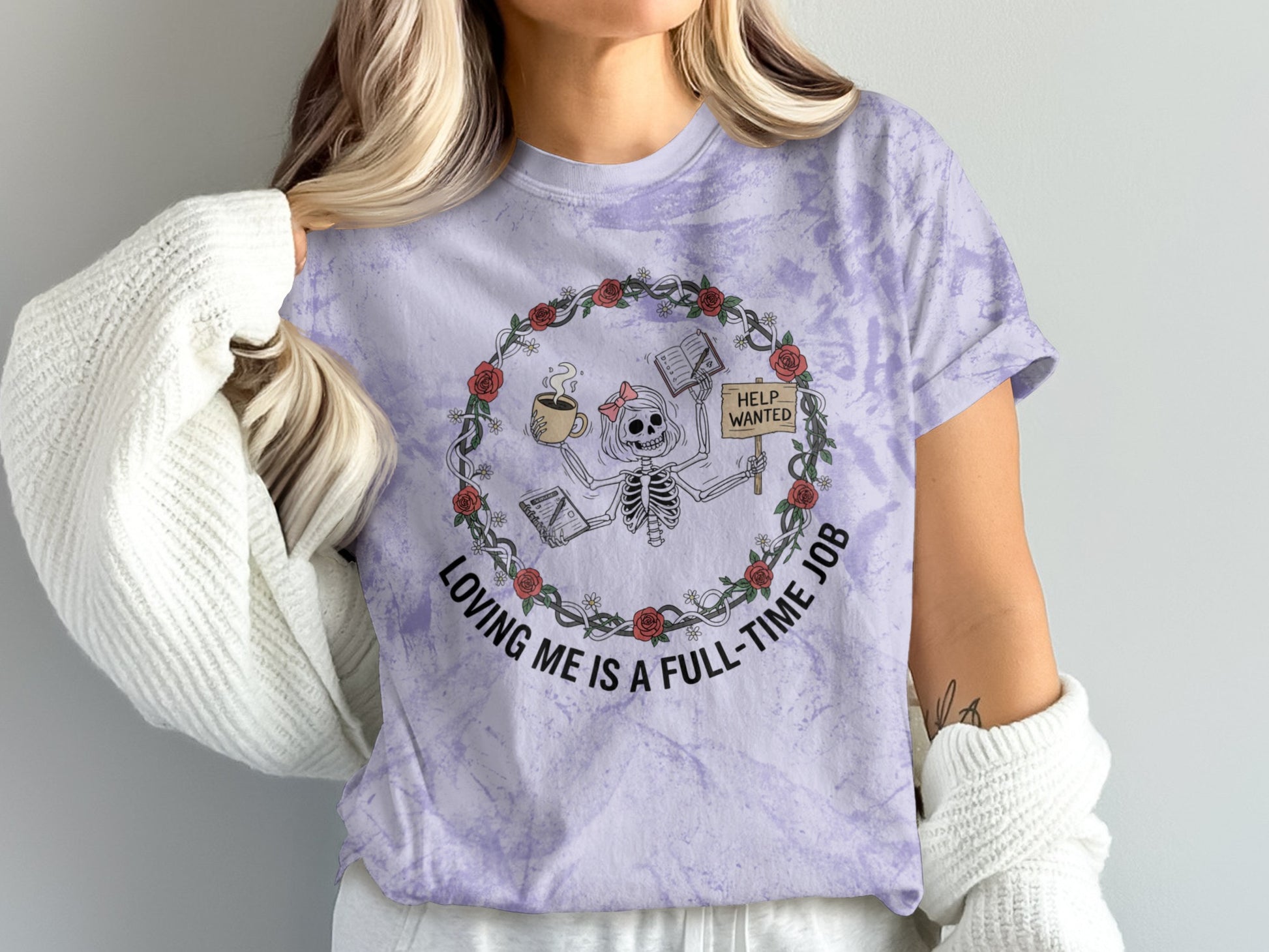 Loving Me Is A Full-Time Job Skeleton Tee
