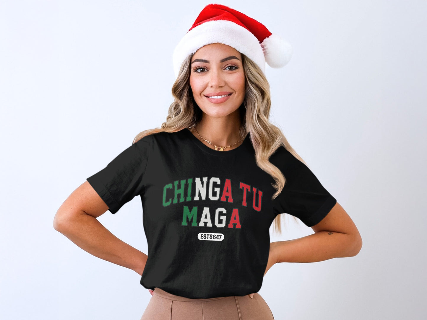 Festive Santa Hat Chinga Tu Maga Shirt