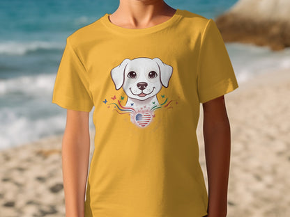 Cheerful Puppy Graphic Design T-Shirt for Kids