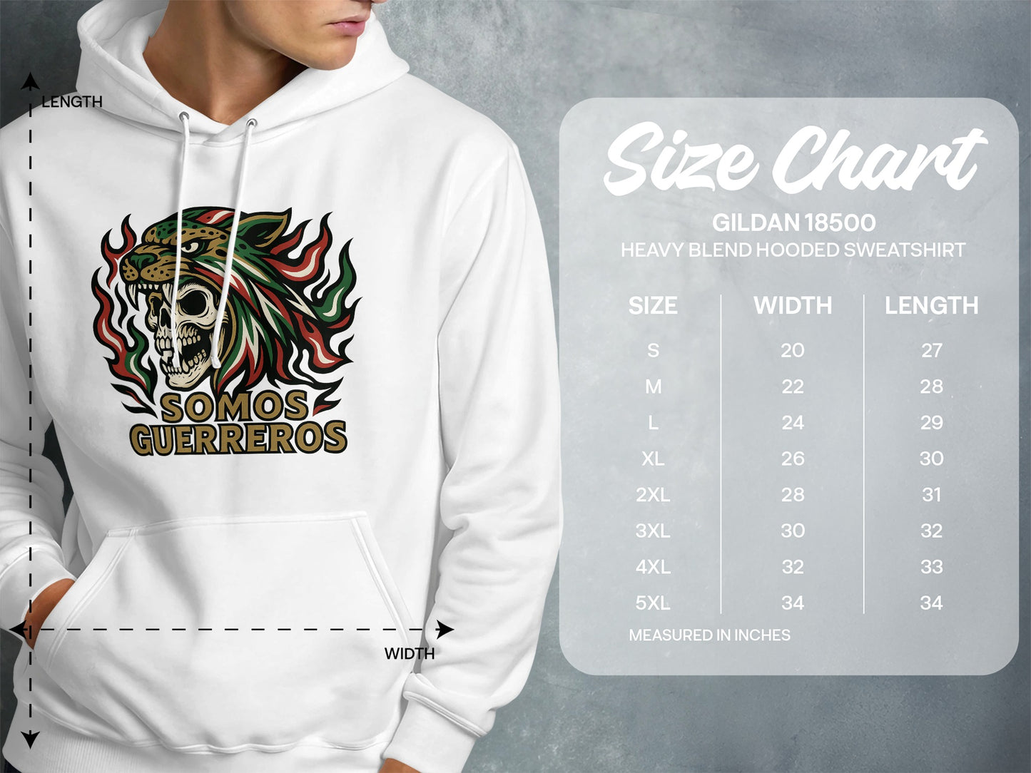 Somos Guerreros Graphic Hoodie Heavy Blend Sweatshirt