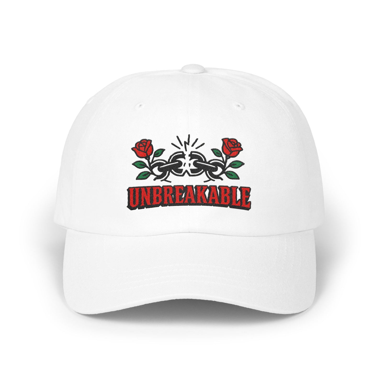 Unbreakable Embroidered Design White Cap product type