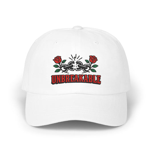 Unbreakable Embroidered Design White Cap product type
