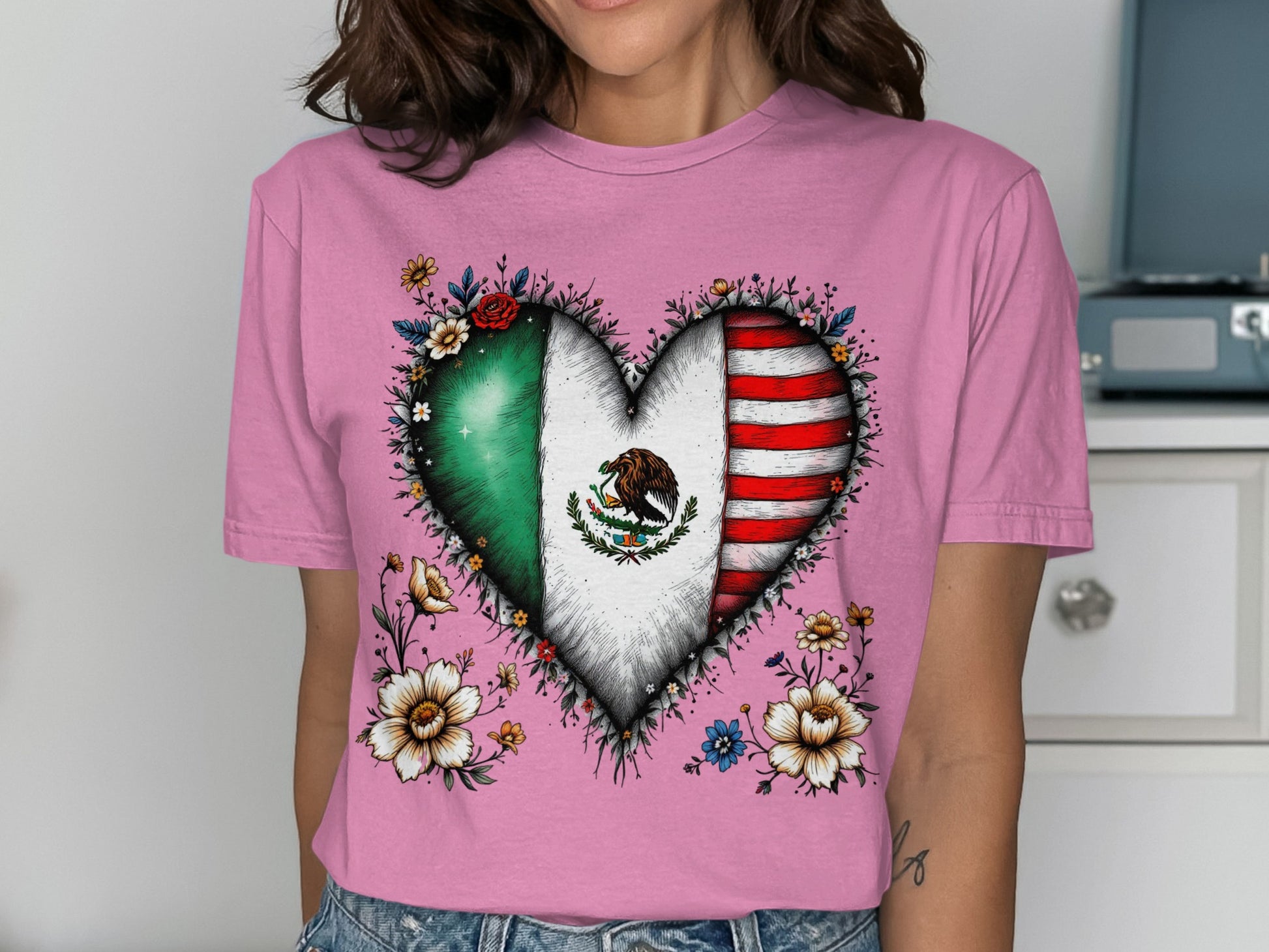 Patriotic Heart Shape Flag Graphic Design Shirt product
