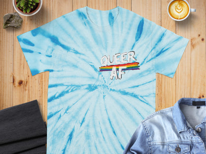 Queer AF Rainbow Tie-Dye Graphic T-Shirt product