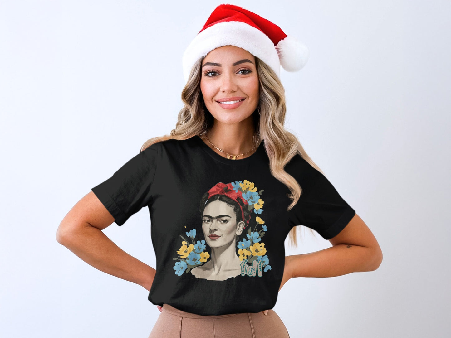 Frida Kahlo Portrait Artistic Print Holiday T-shirt