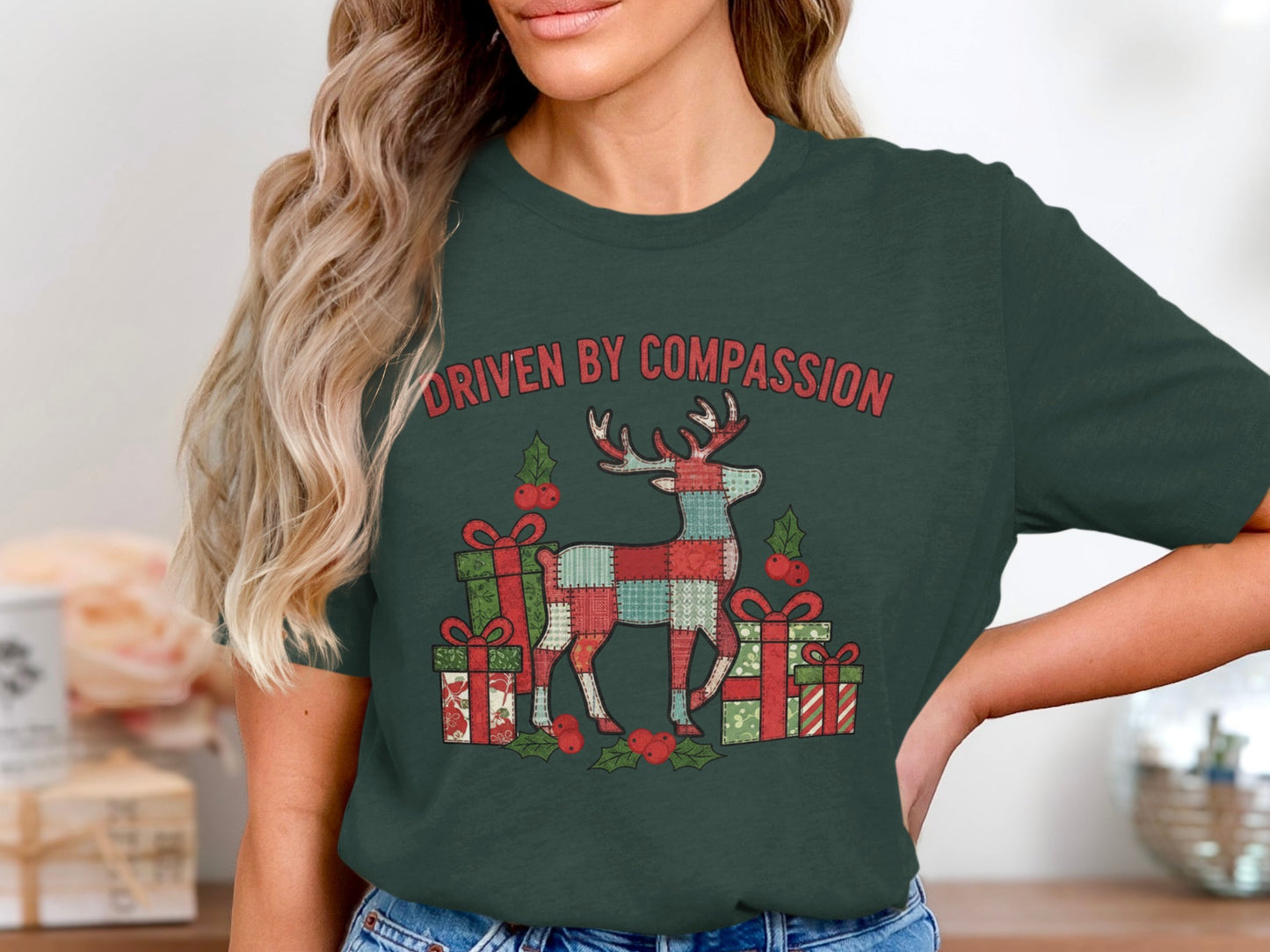 Driven By Compassion Reindeer and Gifts T-shirt