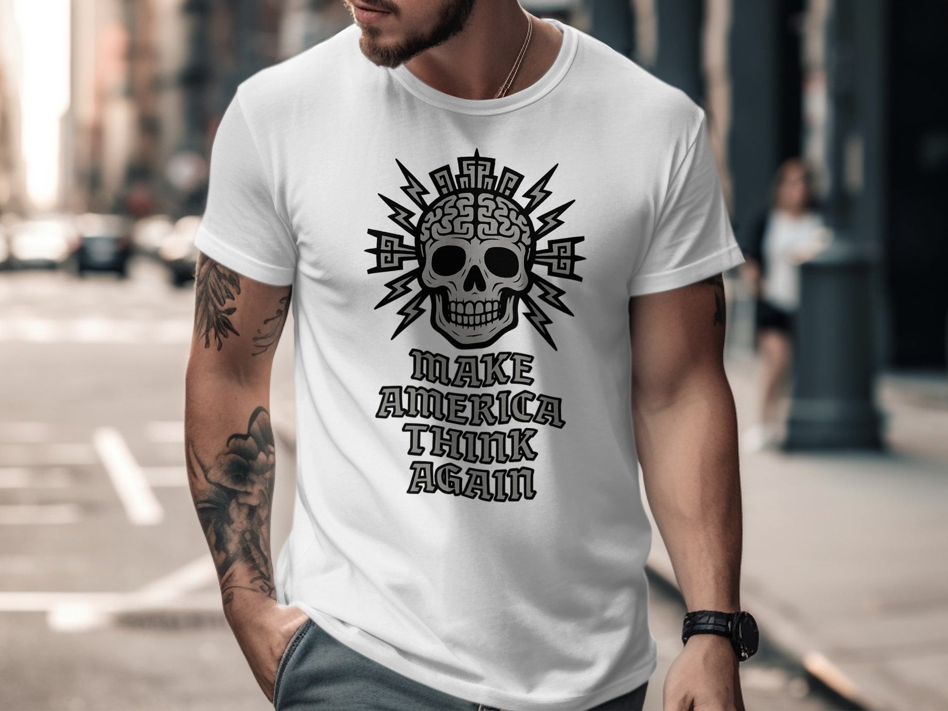 Make America Think Again Skull Streetwear Shirt