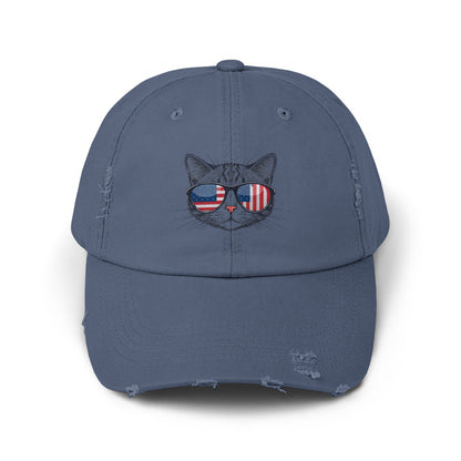 Cat with American Flag Sunglasses Embroidered Cap product type