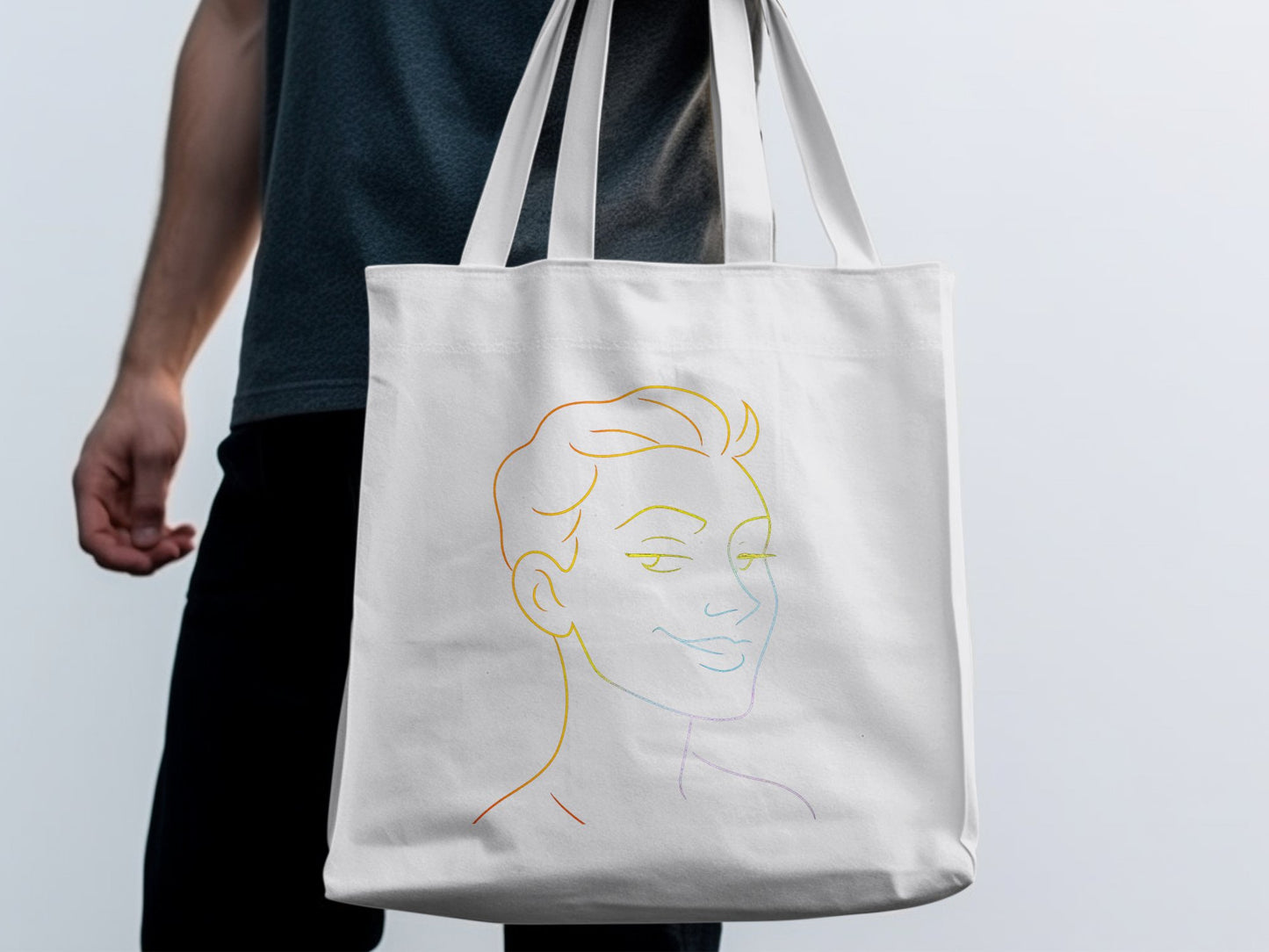 Stylish Tote Bag with Minimalistic Face Line Art product type