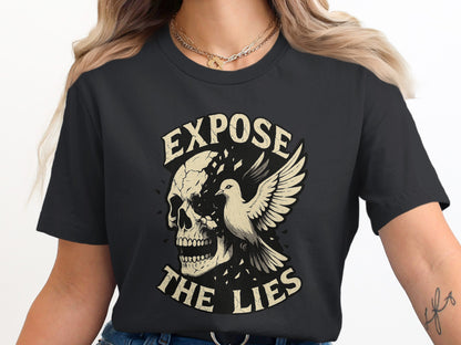Expose The Lies Skull with Dove Graphic T-shirt product