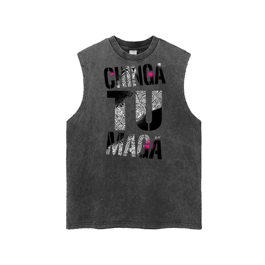 Snow Washed Frayed Hem Tank Top