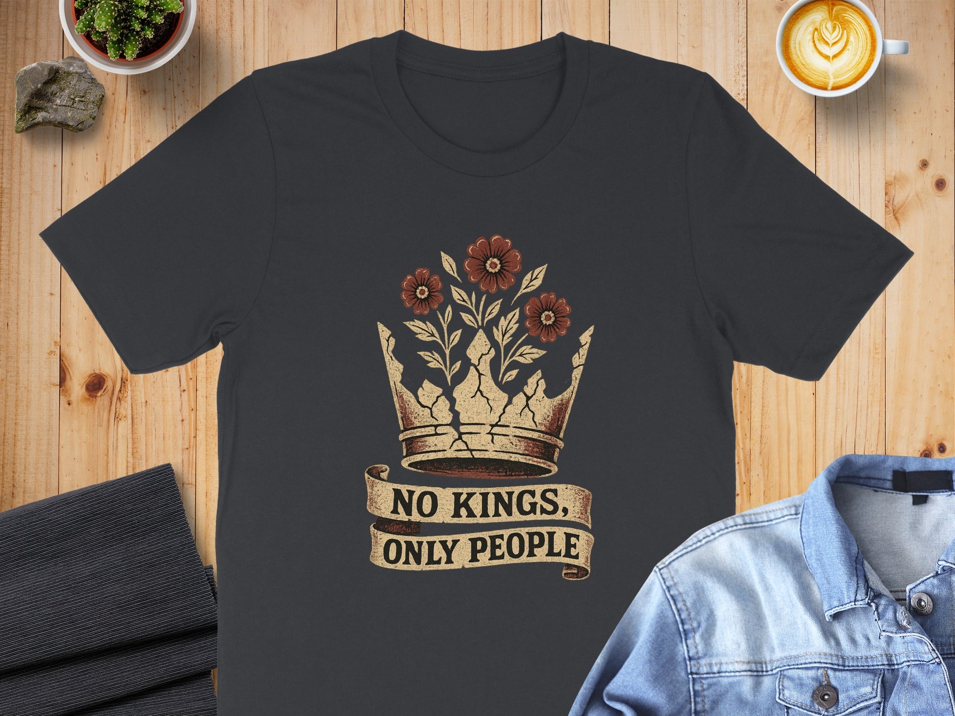 No Kings Only People Floral Crown T-Shirt product type