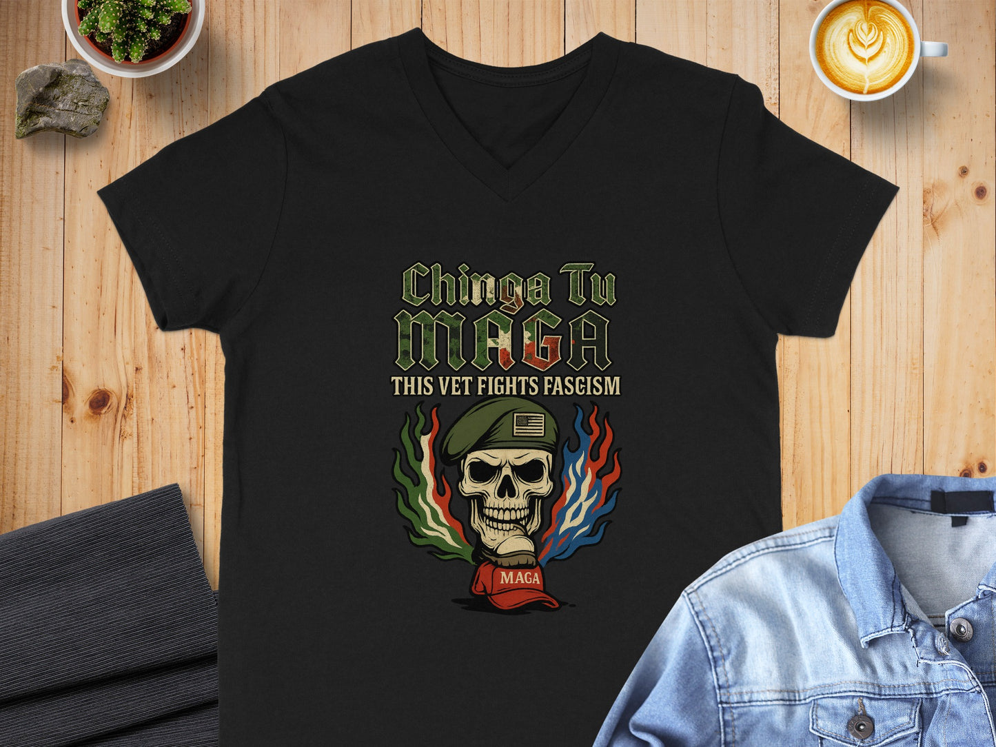 Chinga Tu MAGA This Vet Fights Fascism T-shirt product