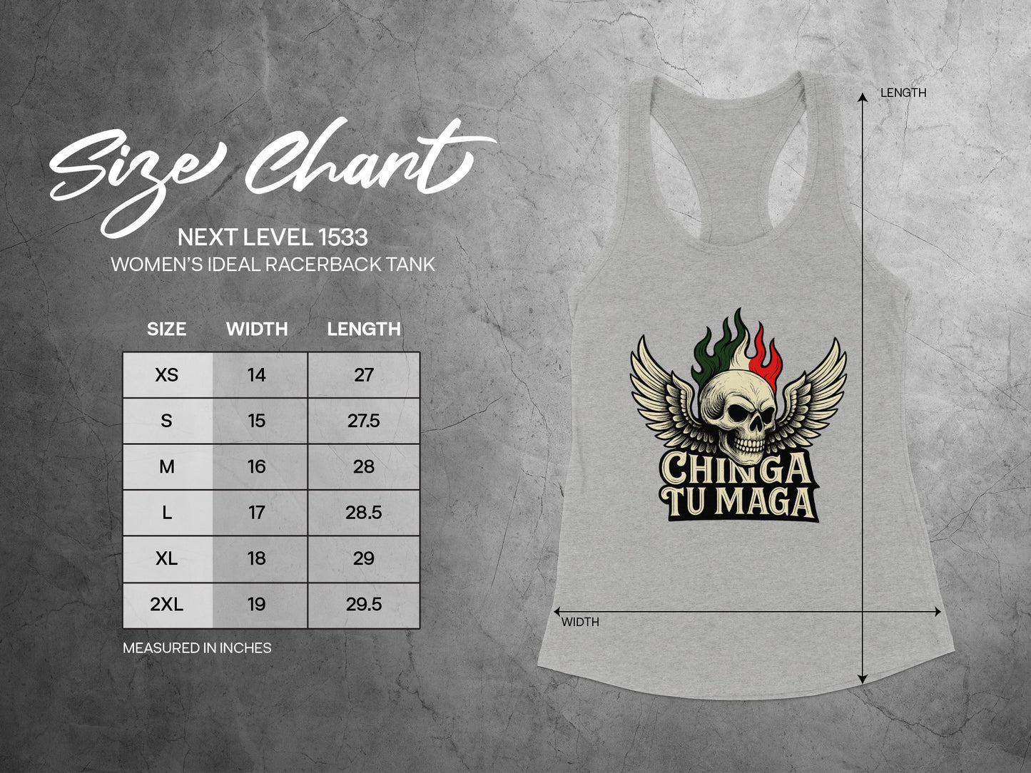 Chinga Tu Maga Skull Wings Women's Ideal Racerback Tank