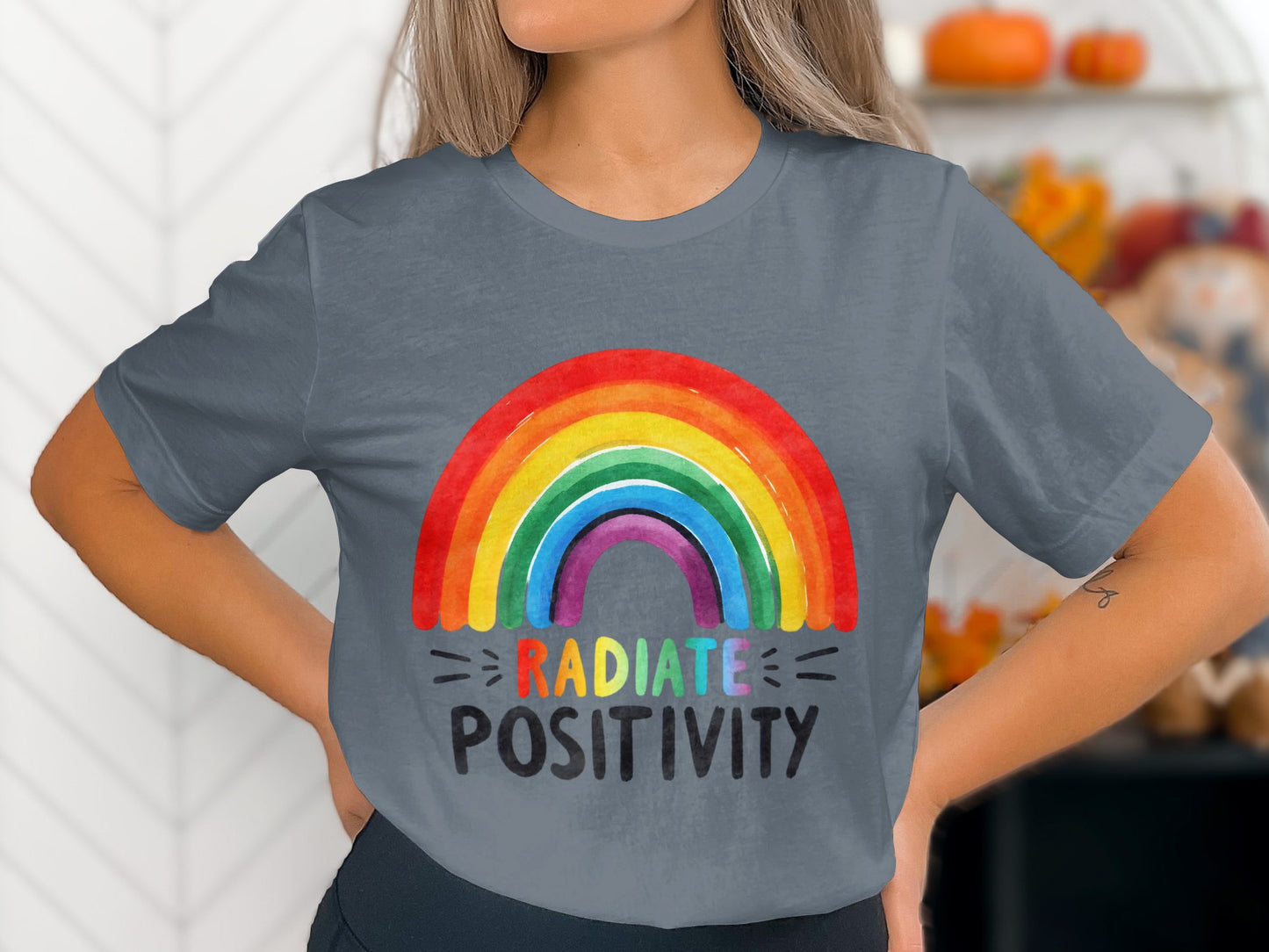 Radiate Positivity Rainbow Graphic Tee Shirt product