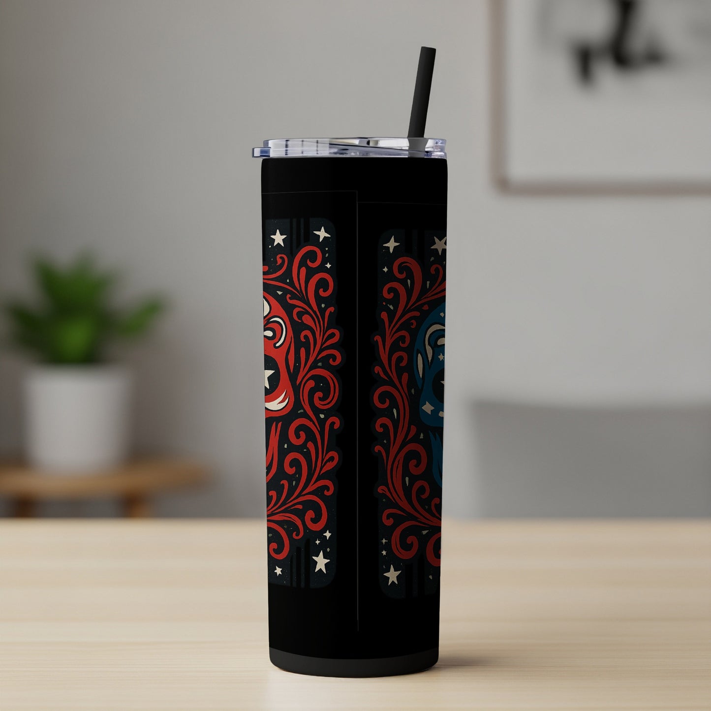 Patriotic Floral Tumbler with Straw 20oz product type