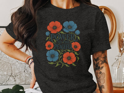 Power to the Peaceful Floral Print T-Shirt product type