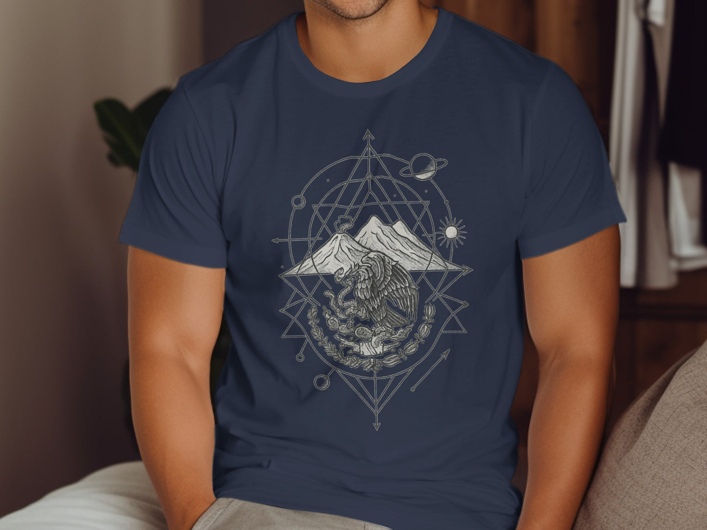Geometric Lion and Mountain Graphic Tee product type