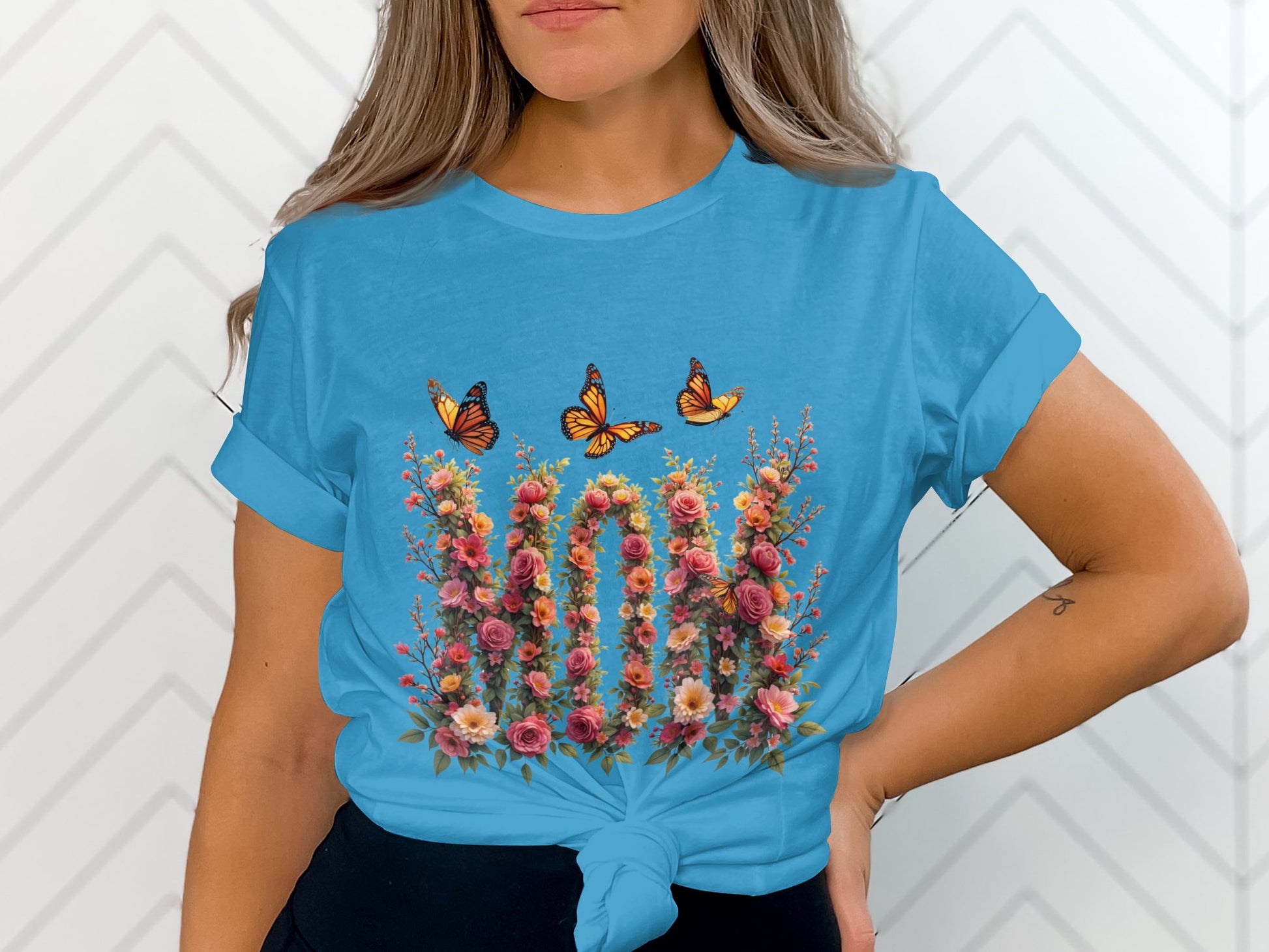 Floral Butterfly Garden Design Women's Shirt