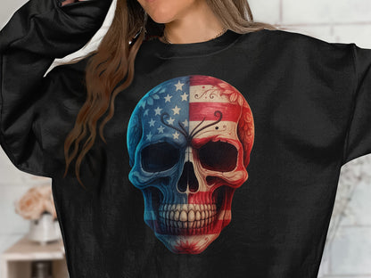 American Flag Skull Print Oversized Sweatshirt product