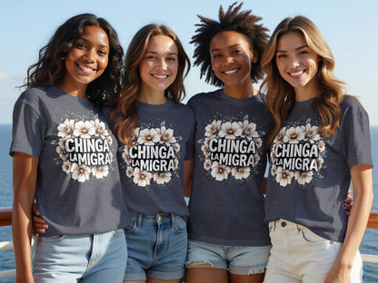 Chinga La Migra Floral Graphic Tee Shirt product type